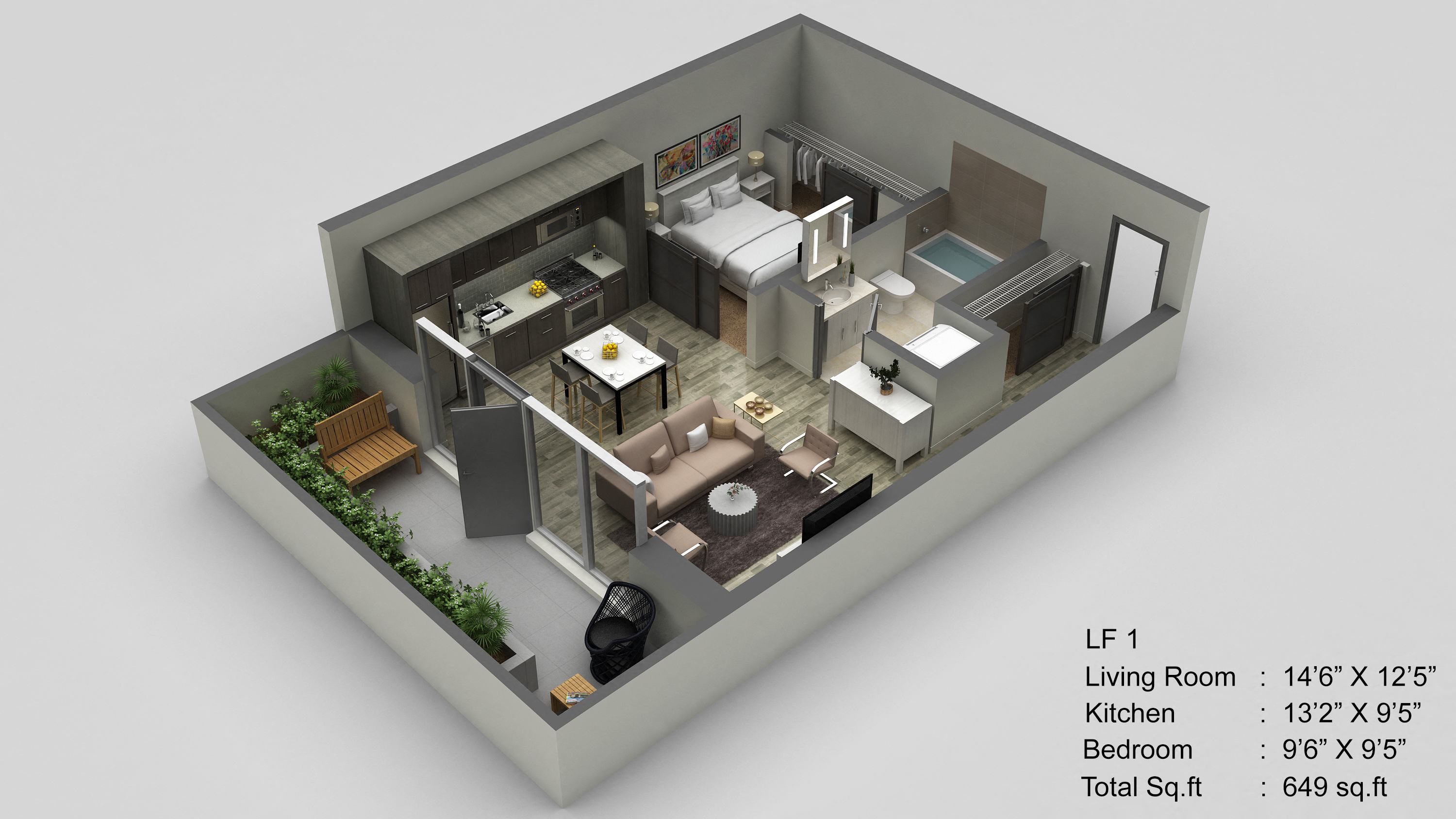 Block 17 Apartments LF 1 3D Floor Plan